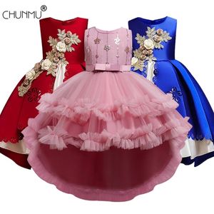 Dzieci Dress Elegent Zroszony Kwiat Dziewczyny Princess Tutu Party Dla Baby Year Boże Narodzenie Odzież 3-10 Y 210508