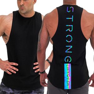 Maglie da corsa Muscle Man Summer Canotta in cotone bianco nero canotta Stampa scolorita Allenamento Bodybuilding Palestra Tuta Gilet T-shirt Camicia sportiva