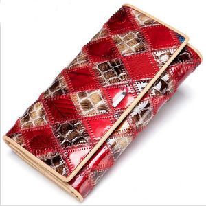 Wholesale newest lady leather wallets long style personality ethnic coin purse women cowhide leathers shinny wallet 5161