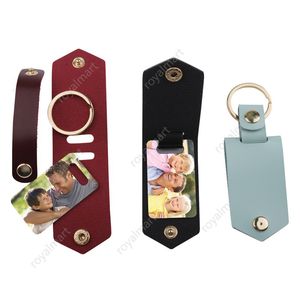 DIY Sublimation Transfer Photo Sticker Keychain Gifts for Women Leather Aluminum Alloy Car Key Pendant Gift