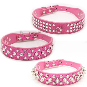 Colares Colares Leashes Pequenos Cães Acessórios Spiked Strass para Filhote de Cachorro Grande Colar Cat Pet Colar Honden Halsband Mascotas