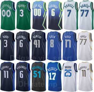 75-årsjubileum Basketprint Trey Burke Jersey 3 Luka Doncic 77 Jalen Brunson 13 Kristaps Porzingis 6 Tim Hadaway Jr 11 Dorian Finne-Smith 10 Män Kids Kvinnor