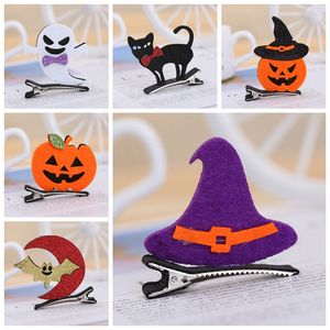 Cartoon Halloween Party Supplies 3D Hair Clips Pins Tillbehör Bat Pumpa Ghost Cat Hat Design Headwear Costume Props Dekoration Kid Present Th0102
