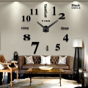 新しい家の装飾ビッグミラーの壁掛け時計モダンなデザイン3 d DIY大きな装飾的な時計を見るLunique Gift