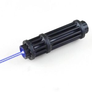 Kraftfull mw mw nm Fokuserbar Gatling Shape Blue Laser Pointer svarta ficklampor Torches
