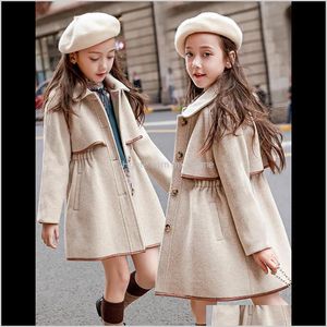 Outwear Clothing Baby Maternity Drop Delivery 2021 Childrens Winter Kid Girls Long Trench Autumn Warm Woolen Coat Overcoat Cute Cotton Paddin