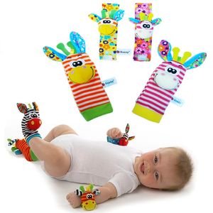 Sozzy baby spädbarn leksak mjuk handbells hand handledsrem rattles djur strumpor fotfinnare fyllda leksaker julklapp