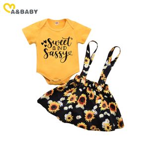 0-24m nascido infantil bebê meninas flor roupas set letra romper jumpsuit floral saias saias verão 210515