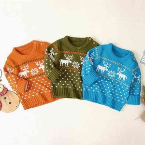 Christmas Giraffe Boy Girl Autumn Winter Long Sleeve Knitted Sweater Boys Girls Sweaters For Kids Clothes 210521