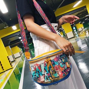 Taille Taschen Mode Hiphop Cartoon Street Style Graffiti Pu Leder Umhängetasche Weibliche Reise Frauen Schulter Umhängetasche Handtasche