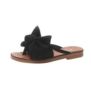 Stan Shark Summer Women Flip Flops Solid Color Bow Tie Płaskie Obcasy Sandały Rozmiar 36-40 Outdoor Slipper Beach Buty dla kobiet Y0608