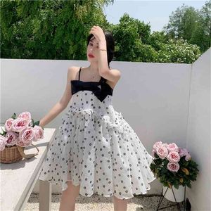 Polka Dot Ruffle Dress Women Summer French Puffy Retro Sling es Female Short Mini Party Prom Club Evening Cloth 210601