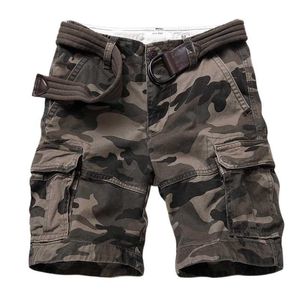 Premium Quality Camouflage Cargo Shorts Men Casual Militär Army Stil Strand Loose Baggy Pocket Male Kläder 210714