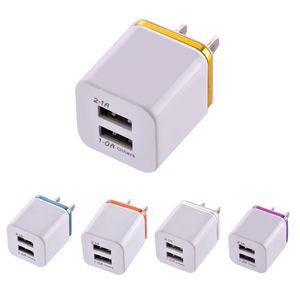 High Quality 5V 2.1+1A Double USB AC Travel US Wall Charger Plug Dual Charger For Samsung Galaxy HTC Smart Phone Adapter