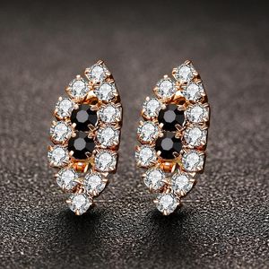 Hoop & Huggie Fashion Eye Shape Earrings Black White Zirconia Pave Bohemia Trendy Straight Piercing Earring Stud Accessory Gifts