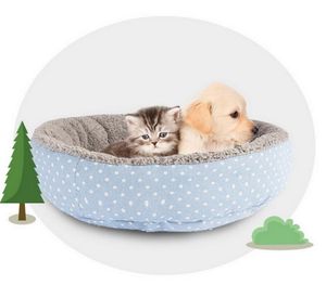 Kenlels Długopisy Round Bolster Dog Bed z Flanel Top Cat Donut Pet Faux Fur Cuddler Wygodne dla małych średnich