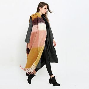 Scarves Fashion Cashmere Shawl Big Plaid Tassel Long Blanket Scarfs Women Trendy Warm Winter Scarf Ponchos And Capes