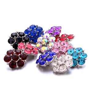 Radiant Colorful Rhinestone chunk Clasp 18mm Snap Button Zircon flower charms Bulk for Snaps DIY Jewelry Findings suppliers Gift