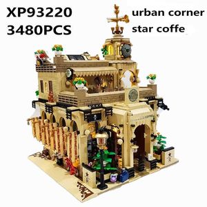 New MOC Modern Star Lucky Coffee Shop Series 93220 Architecture Building Blocks Bricks DIY Cities Street View Toy for Kids Gifts X0902