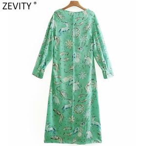 Kvinnor Elegant Animal Stars Print Casual Slim Midi Klänning Kontor Lady Chic Side Zipper Straight Kimono Vestido DS8210 210420