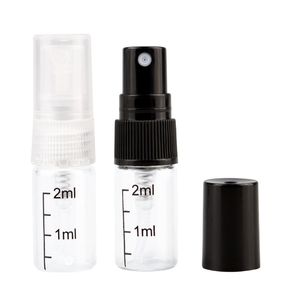 2021 2ml liten påfyllningsbar parfymflaska med svart skala transparent glas doftförstärkare dimma spray flytande behållare