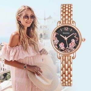 Wristwatches Luxury Stainless Steel Quartz Dress Watches Zegarek Damski Fashion Sexy Rose Gold Watch Silver Woman