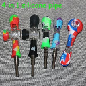 Concentrate Smoking Pipes Silicone Pipe With Titanium Nail NC Kit Set 14mm GR2 Replacement Tip Dab Rigs Wax Oil Burner