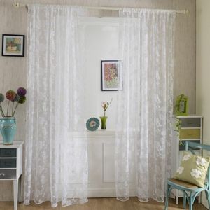 Curtain & Drapes 1pcs Fashion Peony Flower Window Curtains Door Room Divider Sheer Panel Scarfs Living Bedroom Decor 2021