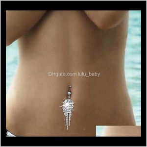Bellknapp ringar Drop Delivery 2021 Designer Fashion Sexig Titanium Steel Navel Piercing Body Jewelry Belly Claw Chain Tassel Nail Acrylic