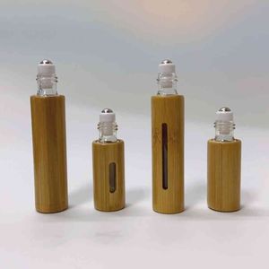 5 ml ml lege etherische oliecontainers natuurlijke bamboe parfum geur geur stalen roller balflessen voor thuis reizen salon