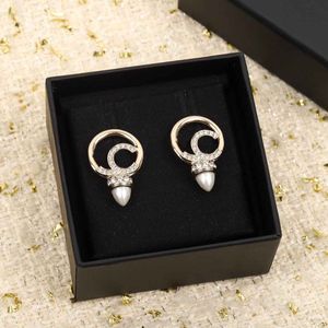 Wholesale earrings tops designs for sale - Group buy 2022 Top quality Charm round shape stud earring with diamond and nature sell in two designs for women wedding jewelry gift have box stamp PS7241