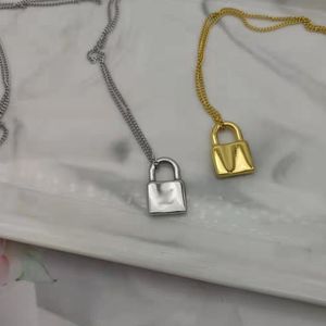 gold Lock necklace woman pendant stainless steel 45cm jewelry for neck Valentine Day Christmas gifts for girlfriend wholesale