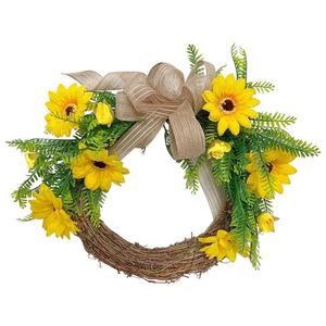 Flores decorativas grinaldas 2021 Wreath Summer Simulation Decoration Home Rattan Circle Garland Decor Artificial Wedding atacado