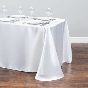 Rectangle Satin Tablecloth Wedding For Hotel Banquet Party Events Decoration Table Cover Topper Overlay