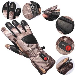 Unisex Inverno Caldo 3 Livelli Interruttore Autoriscaldante Trasferimento Elettrico Camo Guanti Riscaldati Fodera per Corsa Sci Ciclismo Caccia Q0114