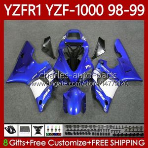 OEM Body Kit ل Yamaha YZF-1000 YZF-R1 YZF 1000 CC R 1 1998 1999 2000 2001 هيكل السيارة 82NO.111 YZF R1 1000CC أبيض أزرق 98-01 YZF1000 YZFR1 98 99 00 01 دراجة نارية Fairing