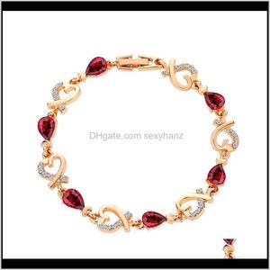 Charm Bracelets Jewelry Drop Delivery 2021 Korean Love Hollow Flower Crystal Ladies Temperament Bracelet Heart Valentines Day Gift Wholesale