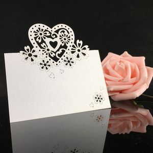 50pcs/Lot Heart Shape Table Cards Wedding Reception Decoration Decor Name Place Message Greeting Card Party Supplies TR0010