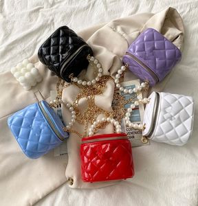 Bolso para niños, bolso para niñas, bolso de princesa a la moda de verano, bolso cruzado con perlas, bolsos tipo cubo