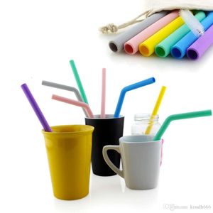 200pcs Portable silicone folding drinking straw set with box and brush reusable for outdoor travel kitchen bar