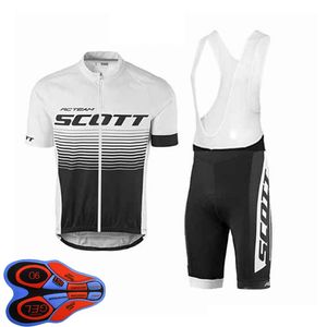 Herren-Radtrikot-Set 2021 Sommer SCOTT Team Kurzarm-Bike-Shirt Trägerhose Anzüge Schnell trocknende, atmungsaktive Rennkleidung Größe XXS-6XL Y21041077