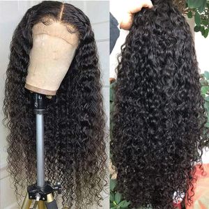 360 Frontal Human Hair 10a Obehandlad Deep Wave Lace Front Wig Curly Transparent Tunn Film Schweizisk Förplockad För Kvinnor 150% Täthet