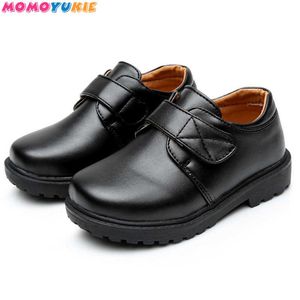 Meninos sapatos de couro preto Outono crianças sapatos meninos e meninas sapatos de couro para crianças bebê borracha padrão Chaussure Enfant 210713