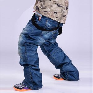 Skiing Pants 2021 Skis Trousers Unique Denim Suspenders Waterproof Breathable Warm And Snowboarding