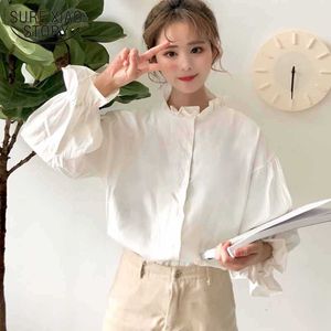 Biała bluzka Kobiety Koszule Harajuku Odzież Wszystkie Match Flare Rękaw Koreański Styl Moda Uzzzang Chic Kobiety Topy i Bluzki 11250 210528