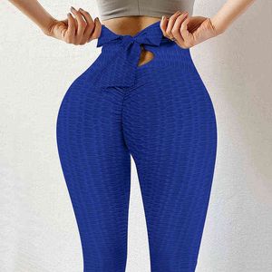 Frauen Hohe Taille Fitness Leggings Workout Sexy Push-Up-Leggings Bogen Leggings Hosen Gym Kleidung Yoga Strumpfhosen Sport Hosen H1221