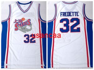 Jimmer Fredette #32 Shanghai Sharks Męska koszulka koszykówki White S-2xl Wszystkie zszytą koszulę sportową hurtową