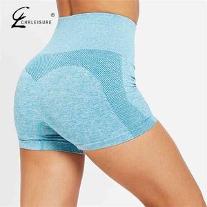 Kvinnor Hög midja Shorts Andningsbar Fitness Sexig Push Up Seamless Kort Byxor Femme 210719