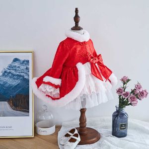 Baby flicka prinsessa klänningar barn röd europa robe toddler tjejer julår klä upp spädbarn stil vestidos 210615