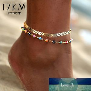 Bohemian Colorido Olho Beads Anklets para Mulheres Cor Do Ouro Verão Oceano Praia Tornozelo Bracelete Pé Pé Corrente Jóias Nova Fábrica Preço Especialista Especialista Qualidade Mais Recente